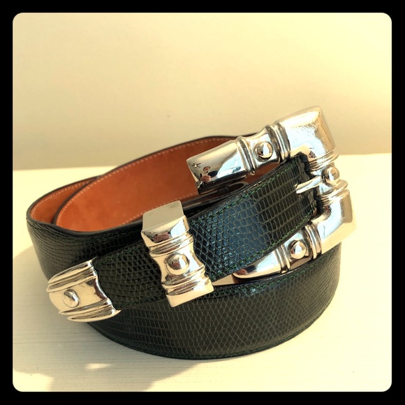 Hunter Green De Sanchez Genuine Lizard belt main image 4